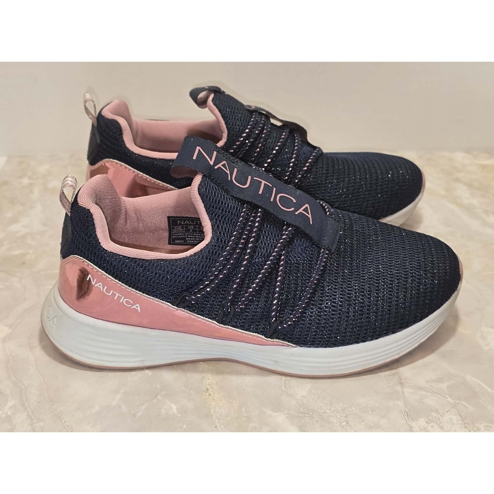 Nautica Slip On Sneakers Youth 2 GUC Navy Pink Athletic Casual 👟